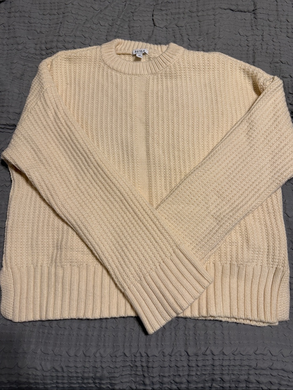 pistola Cream Ribbed Crew Sweater